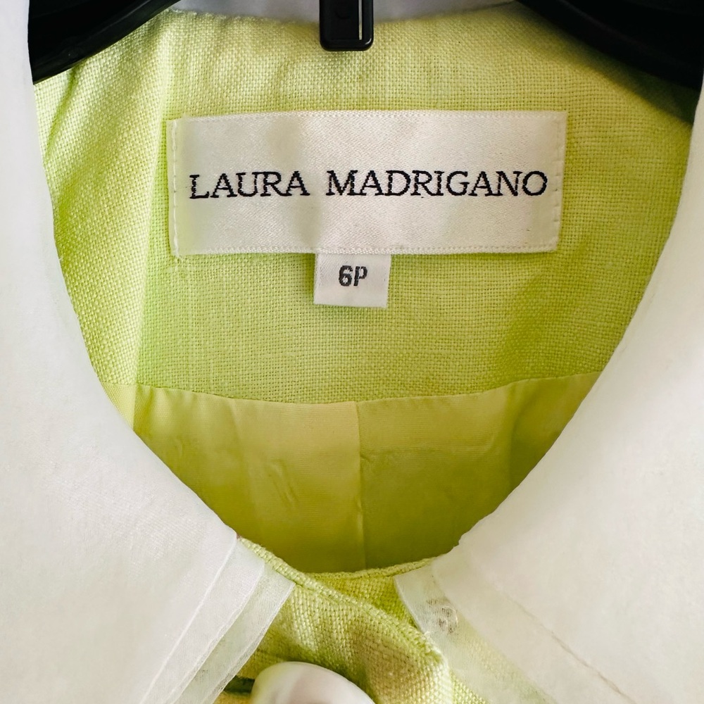 Laura Madrigano VINTAGE lime green suit Jackie O Vibes Sz 6p 100% linen - Picture 6 of 7